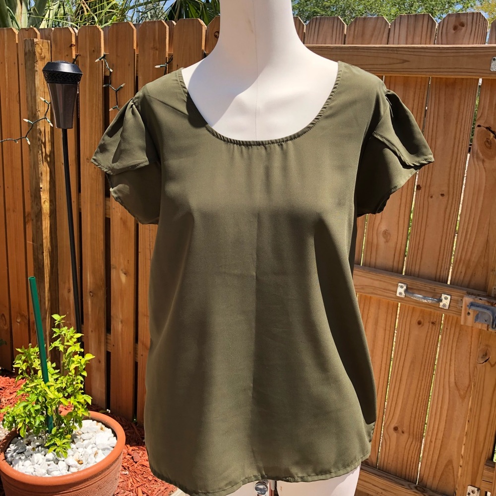 Military Green short sleeve blouse